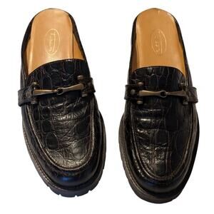 Talbots Black Croc-Embossed Loafers
